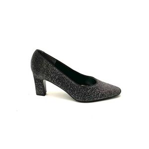 Vintage 90s black fabric silver lurex formal heels